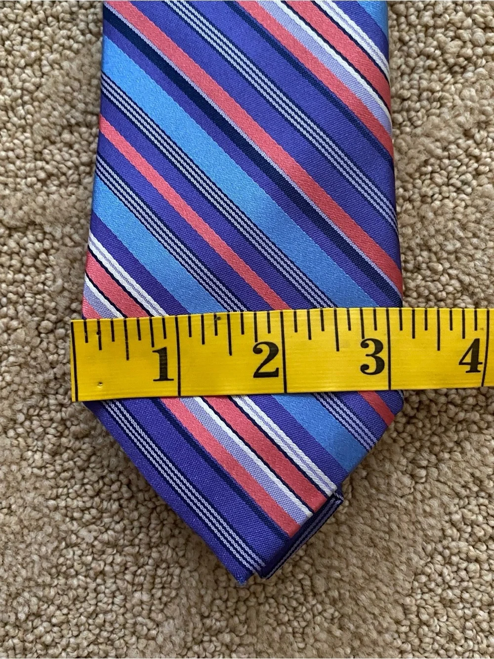 Ted Baker Tie Mens One Size Purple Stripe 100% Silk Woven Made In Italy Necktie
